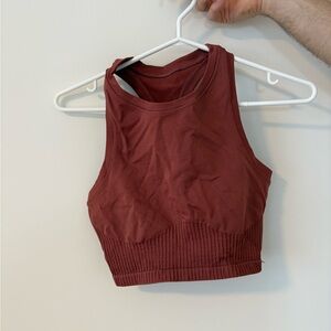 90 Degree By Reflex Women's Racerback Cropped Tank Top in Deep Brick Red